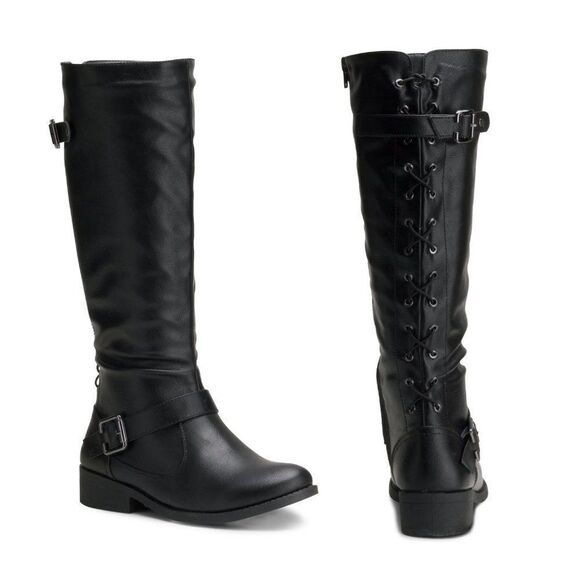 Wanted Lady Luck Back Lace-up‎ Knee High Riding Boot - Picture 1 of 14